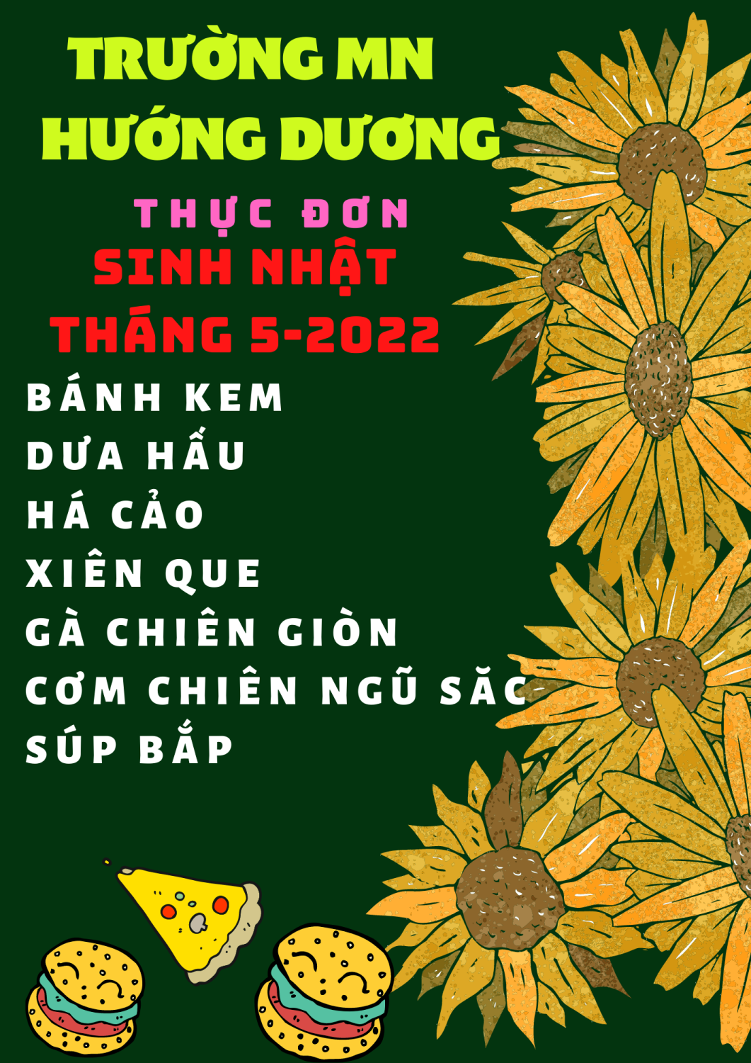 Nhiều màu sắc Hình dạng Trường học Thực đơn Bữa trưa