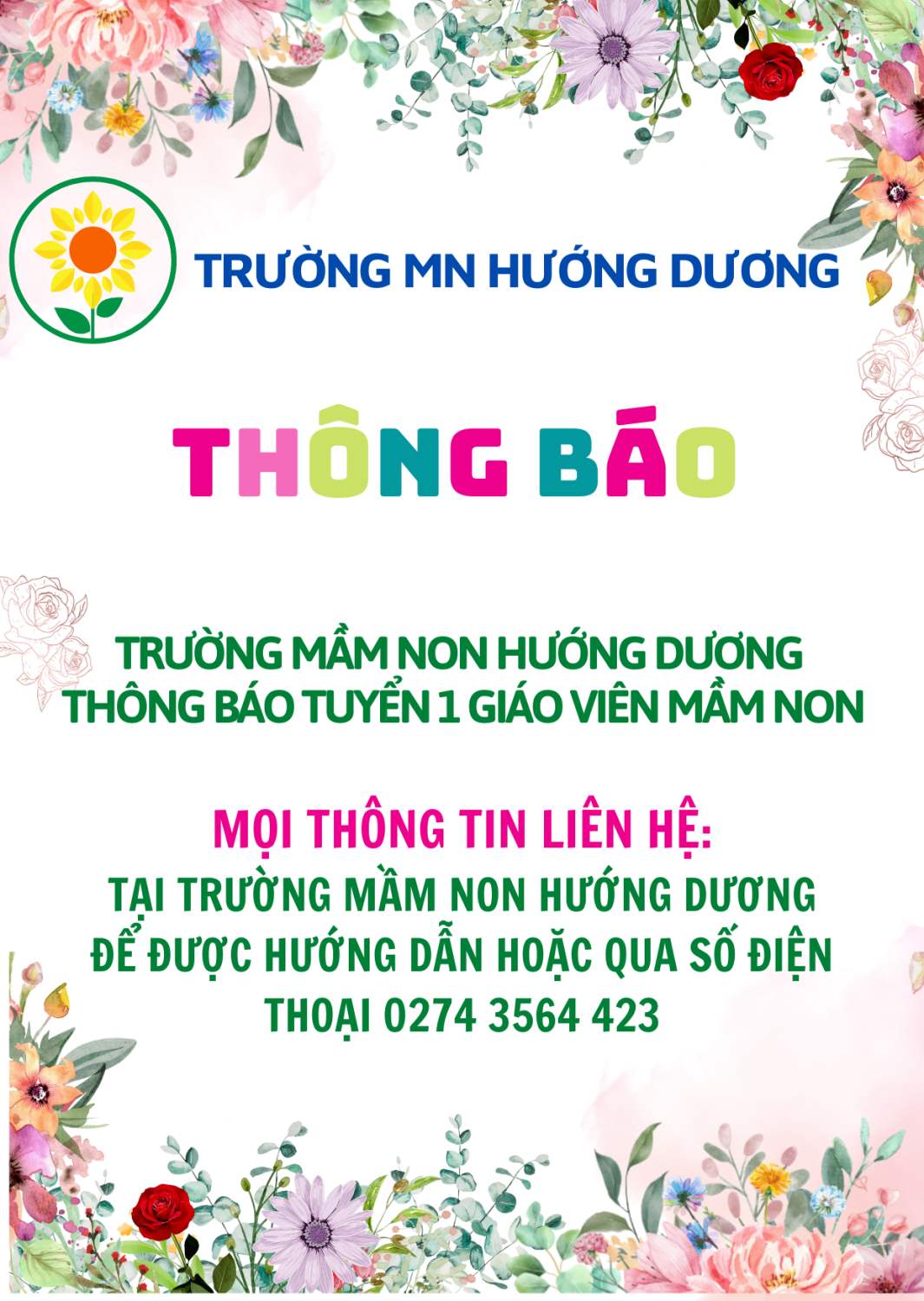 THÔNG BAO TUYEN NHÂN SỰ